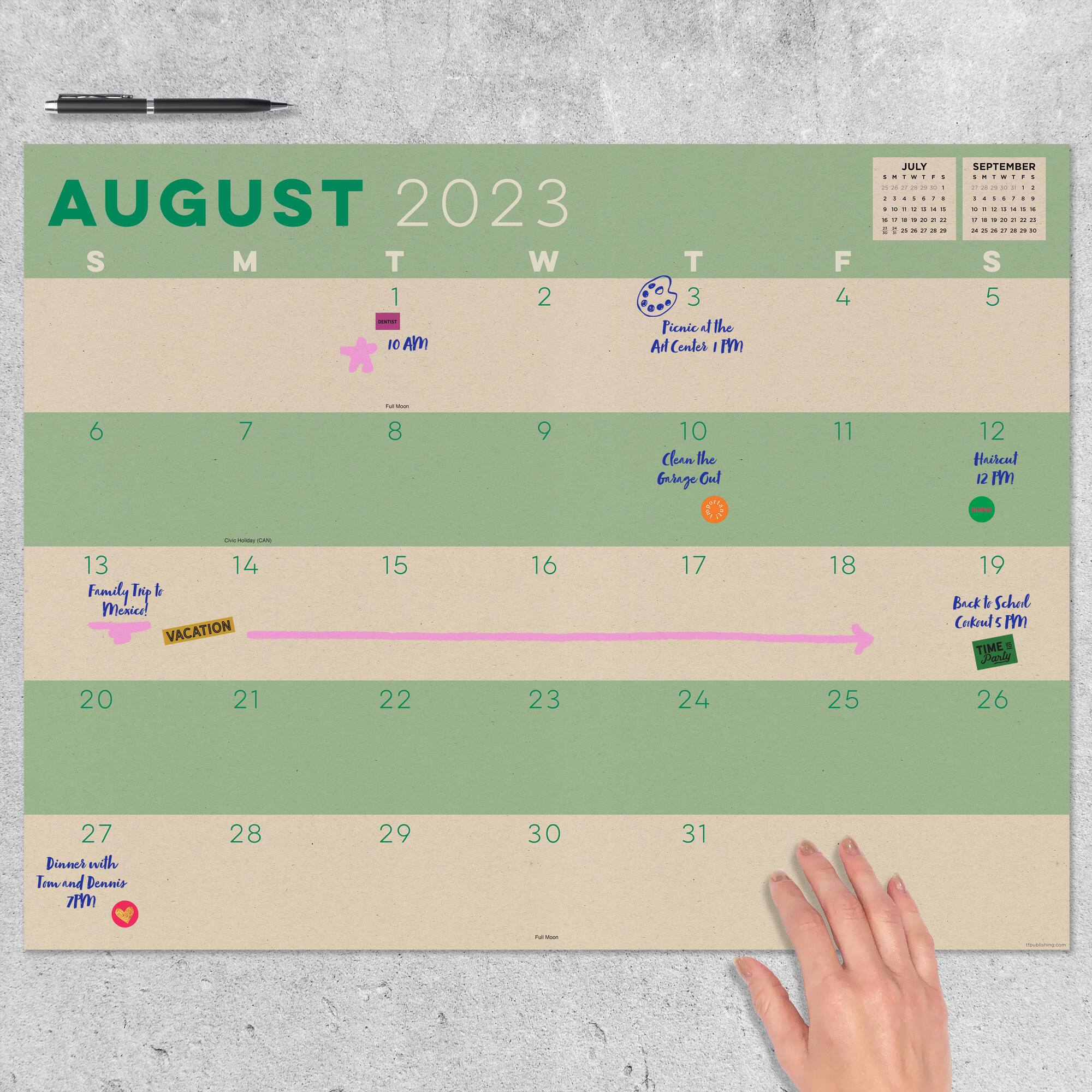 TF Publishing 2023 - 2024 Kraft Large Desk Pad Monthly Blotter Calendar